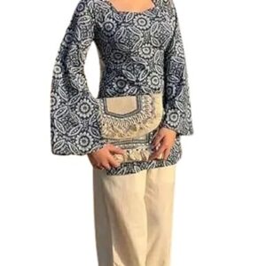 Womens Rayon Full Sleeve Square Neck Printed Short Kurti Stylish Ethnic & Casual Wear Top for Office, College & Daily Use