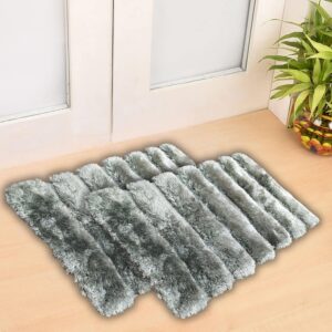 Bottle Green Striped Fur Mat